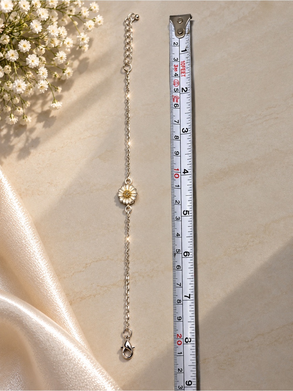 Delicate Daisy Chain Bracelet - Silver & Gold Accent